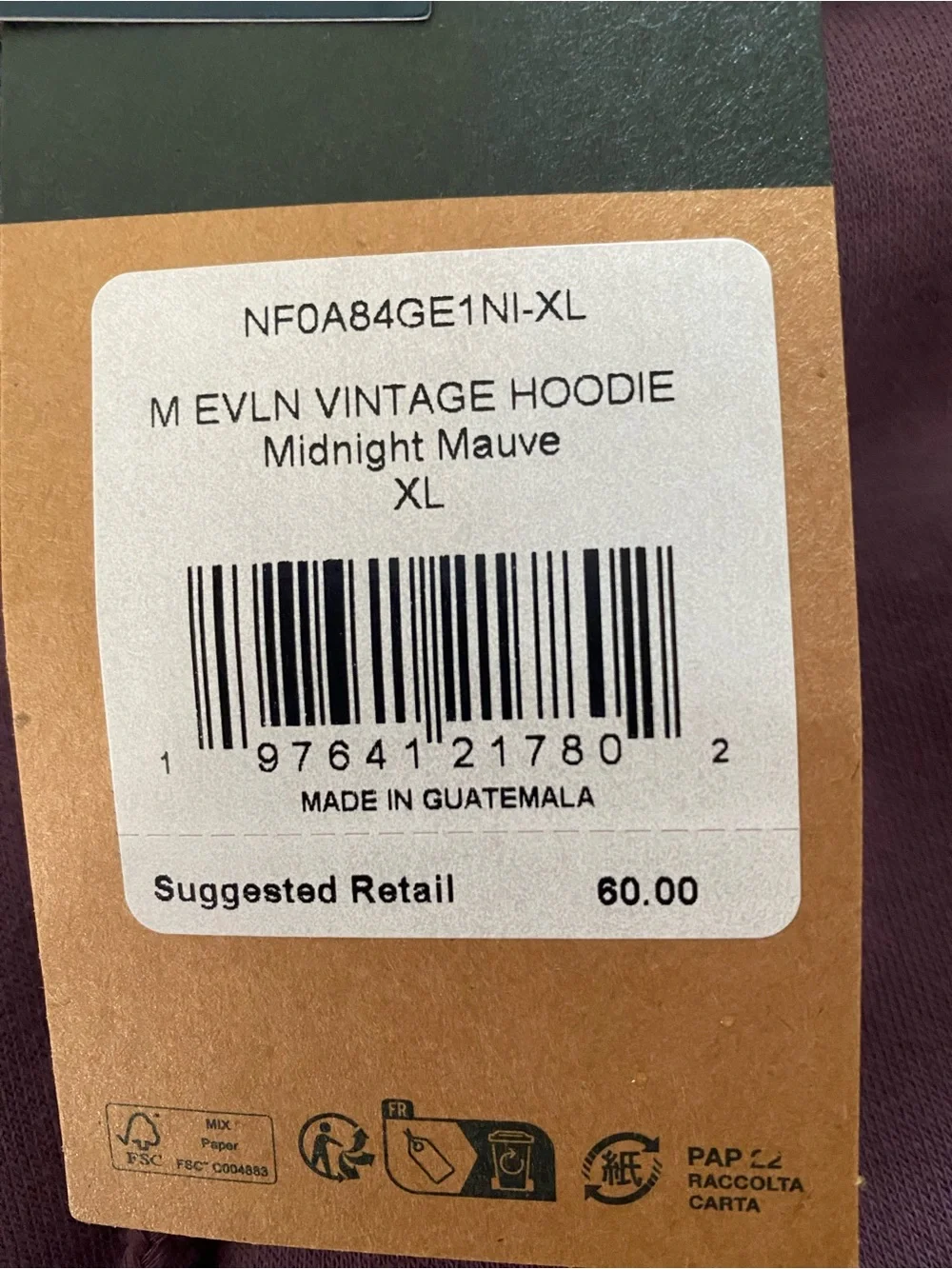 NWT The North Face Men’s Vintage Hoodie - Midnight Mauve XL